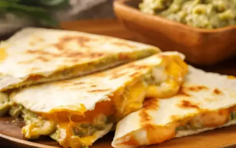 Pyszna quesadilla z serem i awokado, idealna na szybką kolację w 5 minut. Podana z guacamole.